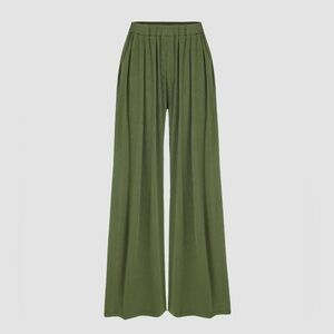 SOLID ELASTIC WAIST WIDE LEG PANT